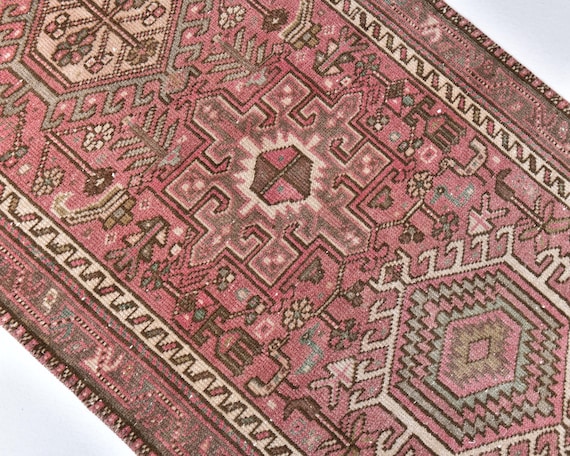 2x13 Antique Persian Heriz Runner Rug, 2x13 Persian Runner 2x13 Rug Long Handmade Persian Rug 2x13 Runner Rug 2x12 Vintage Runner Hallway