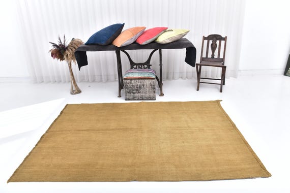 5x7 Rug, 5x7 Hemp Rug ,5x7 Mustard & Muted Ochre Hemp Rug, Natural Handmade Hemp Rug, 5x7 Area Rug, Bohemian Decor, Rugs For Living Room