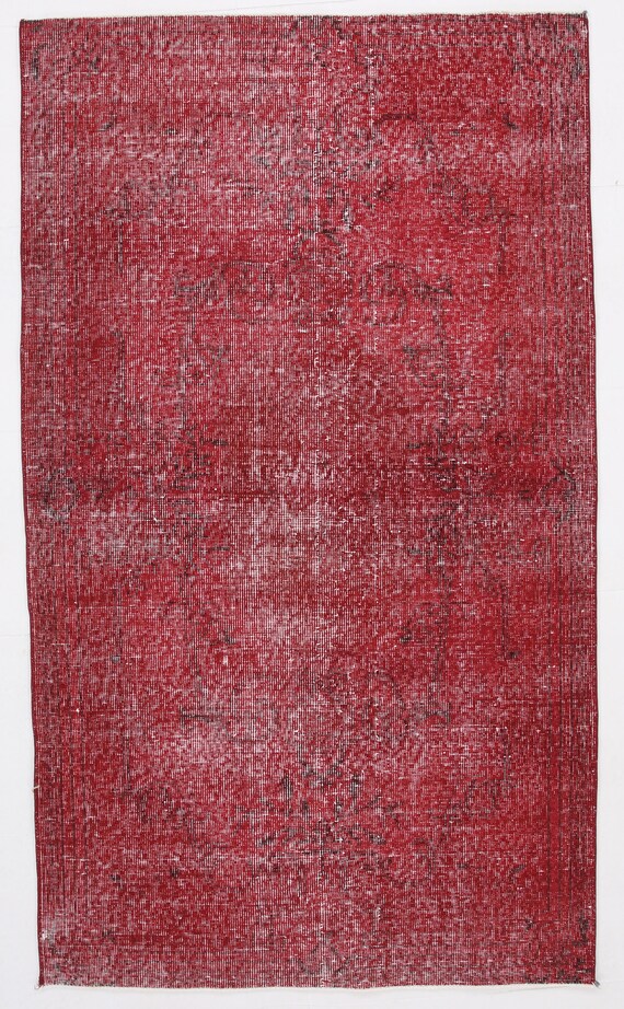 3x6 Wine Red Turkish Vintage Rug, 3x6, Handmade Oushak Rug, 3x6 Area Rug, Red Vintage Rug, Rustic Boho Style, Living Room Bedroom Carpets