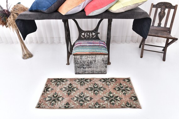 2x4 Red & Blue Turkish Doormat Rug, 2x4 Doormat Rug, 2x4 Rug, Wool Handmade Bohemian Rug, 2x4 Area Rug, 2x4 Vintage Rug, Accent Rug, 57's
