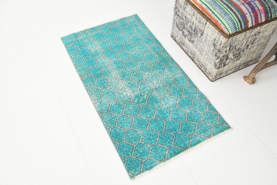 2x3 Area Rug, 2x3 Turquoise Doormat, 2x3 TURKISH VINTAGE DOORMAT Rug, 2x3, Oushak Handmade Doormat, 2x3 Rug, Rug For Bedroom Office Accent