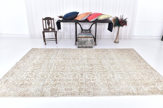 Antique Vintage Turkish Rug, 7x10 Oversize Rug, Extra Large Area Rug, Handmade Soft Wool Area Rug 7x10 Boho-Decor Eclectic Rug, Rug for Home