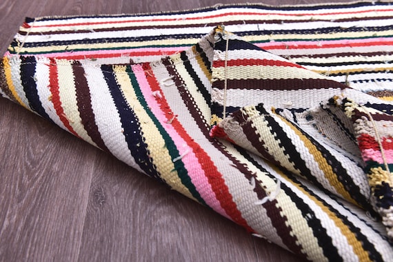 4x6 Vintage Turkish Striped Kilim Rug, Handmade Accent Rug, 4x6 Living Room Bedroom Rug, Traditional Weave, 4x6 Farmhouse Decor, 4x6 Rugs