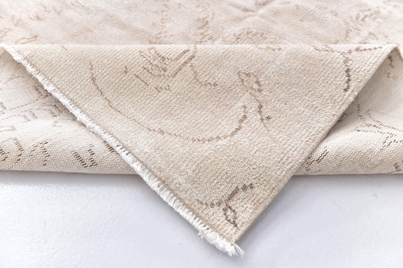 5x8 Vintage Pale Ivory Faded Rug, 5x8 Handmade Wool, 5x8 Light Tones Rug, Living Room Bedroom Rug, 5x8 Oriental Rug, Home Decor Rug, 5x8 Rug