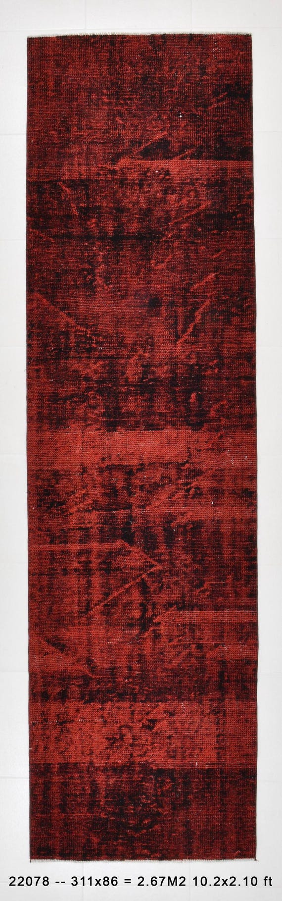 3x10 Aesthetic Vintage Runner Rug, 3x10 Turkish Runner Rug, Rug For Bedroom, 3x10 Hallway Rug, Red Black Color Runner Rug, 3x10 Step Rug