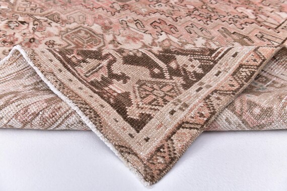8x12 Salmon and Brown Persian Rug, Oversize Persian Rug Large Area Rug 8x12 Rugs Handmade Wool Rug 8x12 Vintage Rug Rugs For Living Room Rug