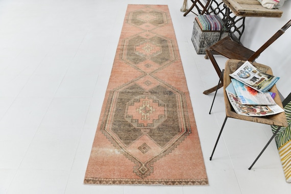 3x11 Runner Rug, 3x11 Classic Vintage, 3x11 PERSIAN VINTAGE RUNNER Rug, 3x11, Persian Runner, Antique Handmade 57s, Shades Of Red Brown Rugs