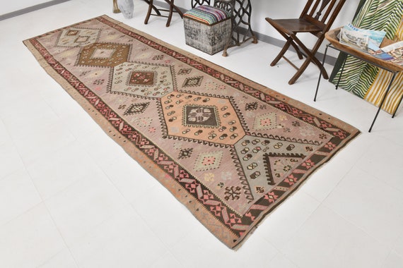 4x13 Turkish Vintage Long Runner Rug,Handmade Wool Rug,4x13 Runner Rug,4x13 Rug,Turkish Runner Rug,Vintage Carpet,4x13 Runner