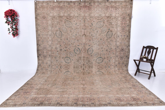 9x12 Antique Oversize Unique Rug, Handmade Luxury Rug, 9x12 Large Area Rug, Unique Rug, One Of A Kind, Living Room Rug, Decorative Rug