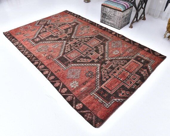 5x8 Oriental Vintage Rug, 5x8 Red Brown Vintage Rug, 5x8 Rug, Authentic Handmade Rug, 5x8 Area Rug, Turkish Rug 5x8, Home Living Rugs, 55s