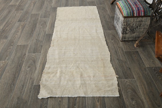 2x7 Runner Rug, 2x7 Hemp Runner, 2x7 TURKISH HEMP RUNNER Rug, 2x7, Turkey Handmade Rug, 2x7 Vintage Runner, Beige Ivory Rug, Rug For Kitchen