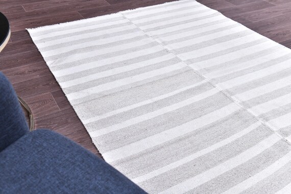 5x7 Striped Hemp Kilim Rug, 5x7 Handmade  Jute Kilim Rug, 5x7 Turkish Kilim Rug, 5x7 Traditional Hemp Kilim Rug, 5x7 Area Rugs Farmhouse Rug