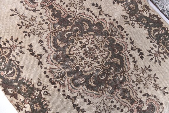 3x6 Vintage Elegant Accent Rug, Cream Green Color Rug, 3x6 Handmade Wool Rug, 3x6 Medallion Rug, 3x6 Green rug, 3x6 Bedroom Living Room Rug