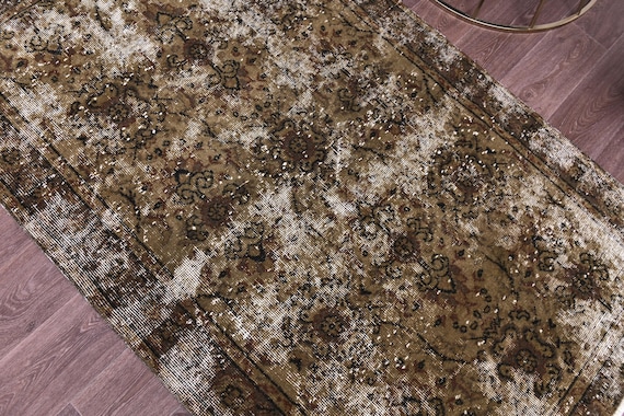 4x6 Salmon Accent Rug, 4x6 Distressed Area Rug, Handmade Wool Rug, 4x6 Faded Rug, Oriental Rug 4x6 Area Rug, Mustard Color