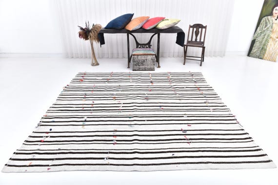 8x8 Square Hemp Rug, 8x8 Striped Hemp Rug, 8x8 Rug, Square Handmade Hemp Rug, 8x8 Square Rug, Rug For Living Room Bedroom Rug, Naturel Rug