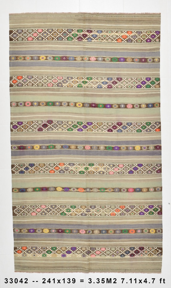 4x8 Area Rug, 4x8 Vintage Rug, 4x8 VINTAGE TURKISH RUG, 4x8 Area Rug, Minimalist Kilim Rug, 4x8 Rugs, Handmade Oushak Rug, Kilim Rug 4x8