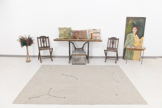 6x8 Area Rug, 6x9 Camouflage Kilim, 6x9 TURKISH VINTAGE KILIM Rug, 6x9, Modern Handmade Kilim, 6x9 Rug, Tan Tones Kilim, Rug For Living Room