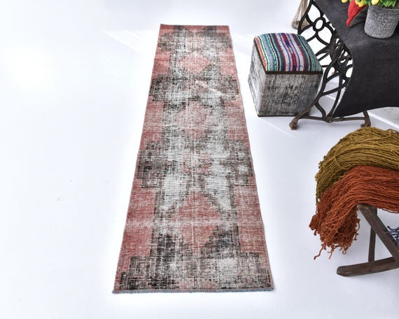 2x8 Red Brown Vintage Runner Rug, 2x8 Vintage Runner,