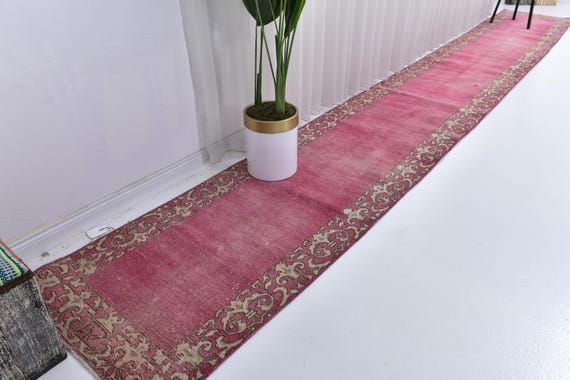 3x17 Persian Runner Rug, 3x17 Wide Kilim, 3x17 Vintage Runner Rug, 3x17 Rugs,  Red Gold Color Rug, Victorian Style Rug, Long Runner Rug