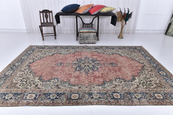 7x10 Rug, 7x10 Oversize Turkish Vintage Rug, Oversize Vintage Rug, 7x10 Oversize Rug, Extra Large Area Rug, 7x10 1962's Rug, 7x10 Carpet Rug