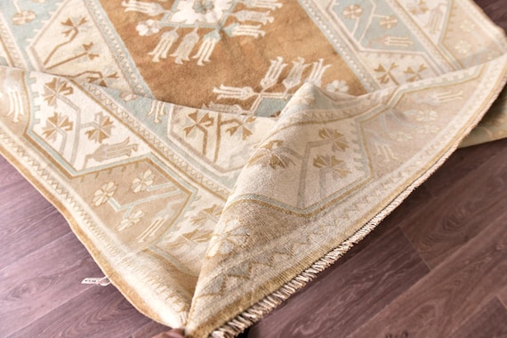 6x9 Faded Vintage Floral Rug, Brown Terracotta Color, 6x9 Area Rug, Farmhouse Decor, Botanical Design Rug, 6x9 Rug, Living Room Rug