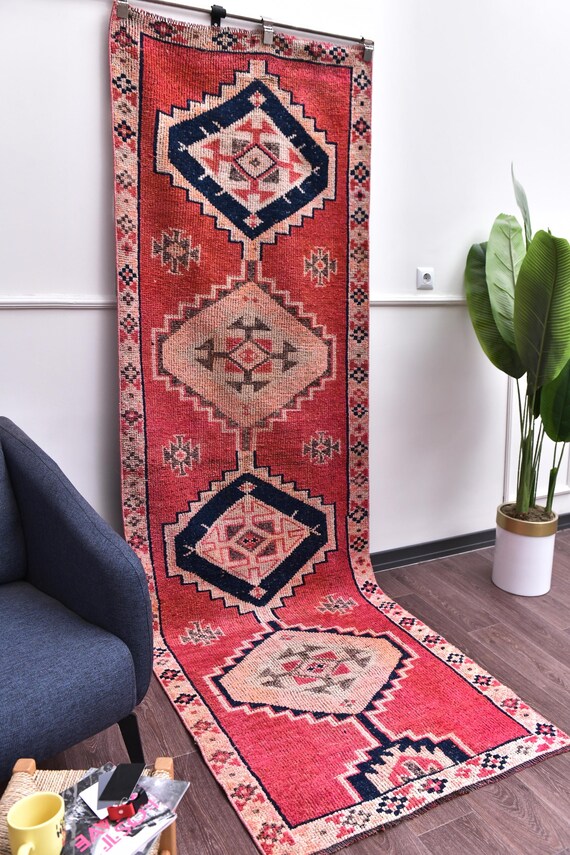 3x10 Vintage Handmade Oriental Tribal Wool Runner Rug,  Hallway Kitchen Runner