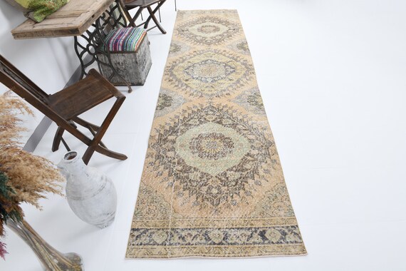 3x12 VINTAGE RUNNER RUG, 3x12 Turkish Vintage Runner Rug 3x12 Wool Handmade Rug 3x12 Runner 3x12 Turkish Runner Home Living Floor Rugs