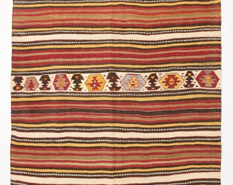 6x9 Rug, 6x9 Vintage Kilim Rug, Red and Brown Kilim Rug, Wool Handmade Rug, 6x9 Turkish Rug, Bohemian Rug, Kilim Rug 6x9, Farmhouse Rug 6x9
