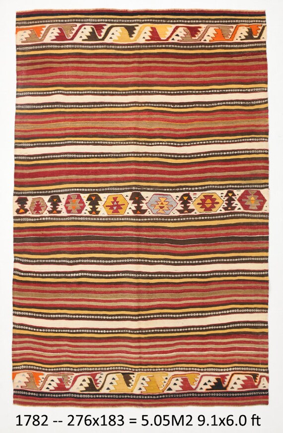 6x9 Rug, 6x9 Vintage Kilim Rug, Red and Brown Kilim Rug, Wool Handmade Rug, 6x9 Turkish Rug, Bohemian Rug, Kilim Rug 6x9, Farmhouse Rug 6x9