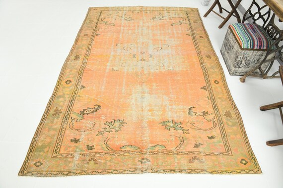 6x9 Soft Pastel Turkish Rug, 6x9 Turkish Rug 6x9 Handmade Wool Rug 6x9 Rugs Pumpink Orange Carpet Home Living Floor Rugs Turkish Rug 6x9