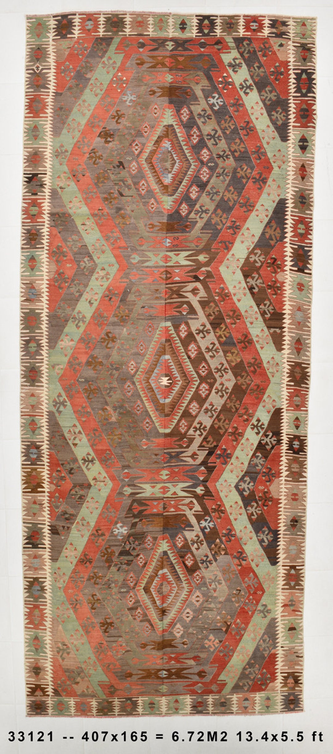 ヴィンテージキリム 5x13 ランナーラグ、5x13 ヴィンテージランナー、5x13 トルコ