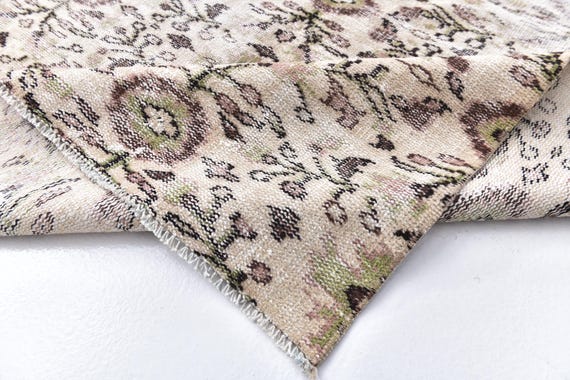 5x7 Vintage Faded Handmade Taupe Color Accent Rug, Home Decor