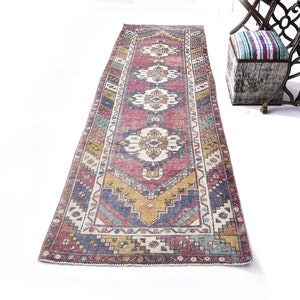 3x10 Turkish Oushak Runner Rug, Handmade Special Rug, Colorful Runner Rug, 3x10 Hallway Rug, Antique Hallway Rug, 3x10 Area Rug, Soft Rug