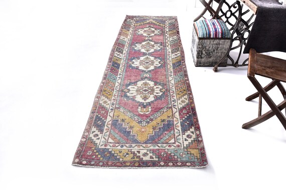 3x10 Turkish Oushak Runner Rug, Handmade Special Rug, Colorful Runner Rug, 3x10 Hallway Rug, Antique Hallway Rug, 3x10 Area Rug, Soft Rug