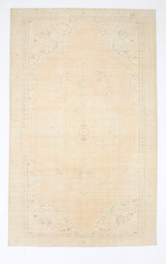 6x9 Area Rug, 6x9 Vintage Rug, 6x9 SOFT PASTEL VINTAGE Rug, 6x9, Oushak Handmade Rug, 6x9 Rugs, Shades Of Tan Beige Vintage, Rug For Bedroom