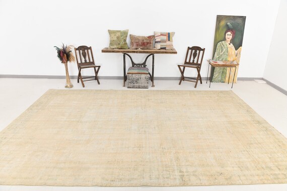 8x13 Rugs, 8x13 Soft & Pastel Oversize Vintage Rug, 8x13, Oversize Vintage Rug, Large Area Rug, 8x13 Rugs, Shades Of Beige, Vintage Rug 8x13