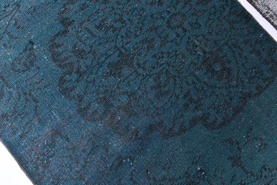 3x9 Vintage Turkish Teal Runner Rug, 3x9 Turkish Hand Knotted  Hallway Rug, 3x9 Turquoise Blue Rug, Handmade Wool Rug, 3x9 Wool Hallway Rug