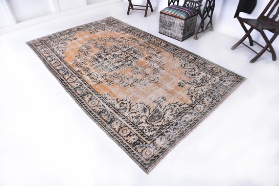 5x8 Area Rug - 5x8 Vintage Rug - 5x8 Light Orange Brown Vintage Rug - 5x8 Rugs - Aesthetic Haandmade Ouhak - Vintage Rug 5x8 - Antique 55s