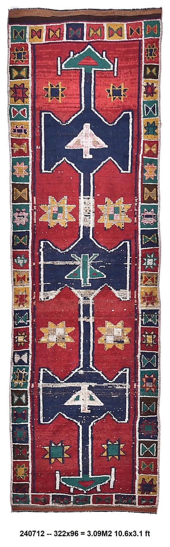 3x10 Moroccan Runner Rug, Medallion Runner Rugs. Blue Red Medallion Runners For Kitchen , 3x10 Red Tones Runners Hallway Kitchen Rugs.