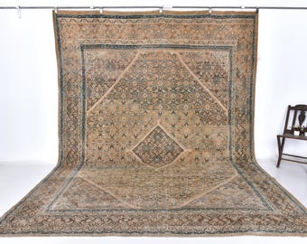 9x13 Antique Brown Unique Rug, 9x13 Anatolian Rug, 9x13 Wool Handmade Rug, 9x13 Antique 9x13 Turkish Rug Rug For Living Room Bedroom Office