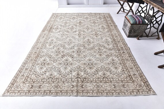 7x10 Turkish Vintage Rug - 7x10 Vintage Rug - Oversize Vintage Rug - Large Area Rug- Aesthetic Vintage Rug- 7x10 Rugs- Rugged Rugs- Washable