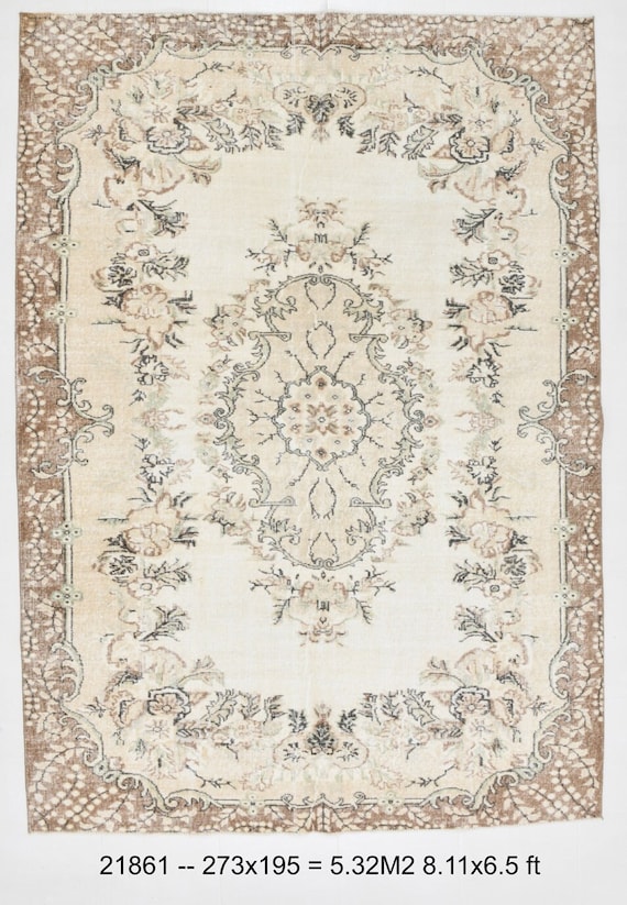 6x9 Area Rug, 6x9 ORIENTAL TURKISH VINTAGE Rug, 6x9, Floral Vintage Rug, 6x9 Rugs, Shades Of Brown & Beige Vintage, Vintage Rug 6x9, Antique