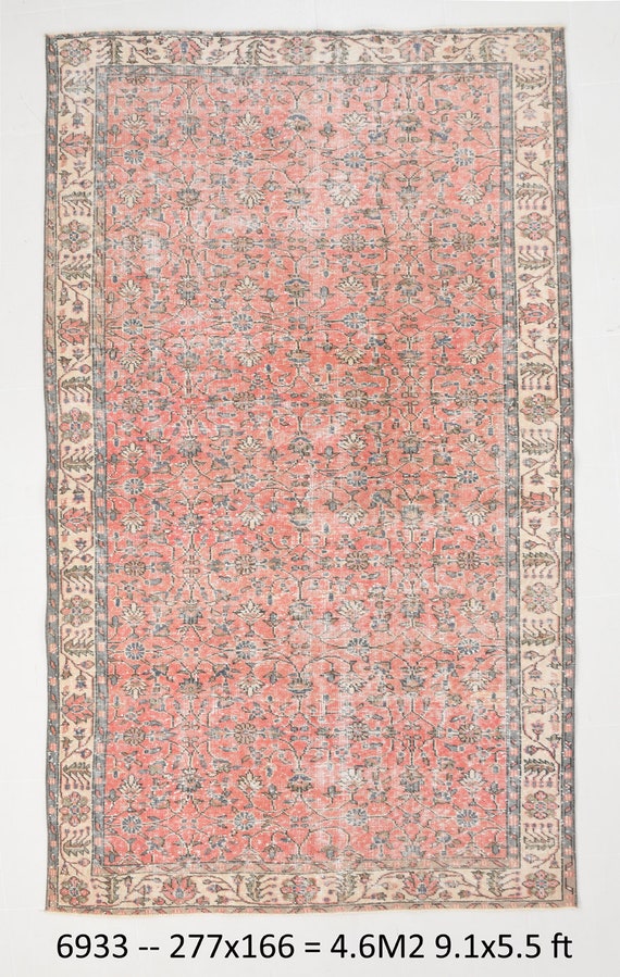 5x9 rug,pink turkish rug,5x9 vintage rug,5x9,handmade wool rug,7x10 faded rug,oversize rug,5x9 oushak rug,bohemian rug,5x9 turkey rug,5x9