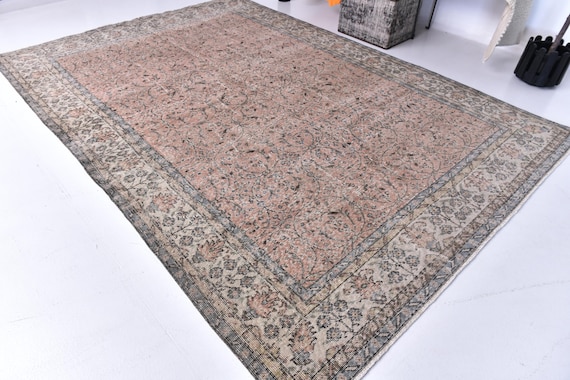 7x10 Turkish Vintage Rug - 7x10 Vintage Rug - Handmade Wool Rug - 7x10 Rugs - Aesthetic Rugged Rugs - Rug For Living Room - Antique Rug 57s