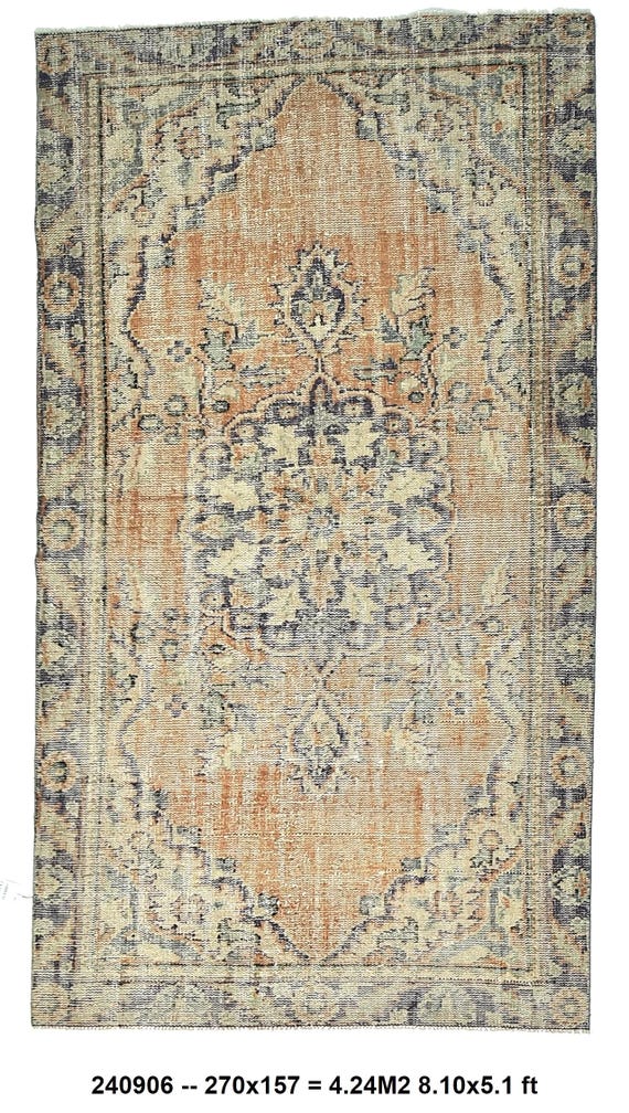 5x9 Soft Pastel Wool Vintage area Rug, distressed 5x9 Vintage large Rug,beige Aesthetic Handmade Wool 5x9 Area Rug, vintage Turkish Rug 5x9