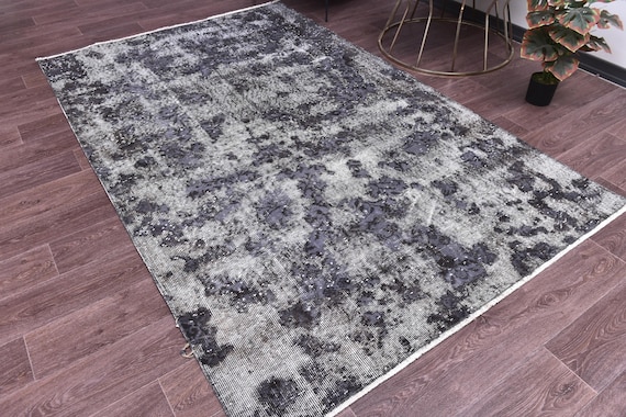 5x8 Vintage Turkish Purple Rug, Purple Gray Color, 5x8 Handmade Wool Rug, 5x8 Living Room Bedroom Rug, 5x8 Vintage Rug, 5x8 Rug