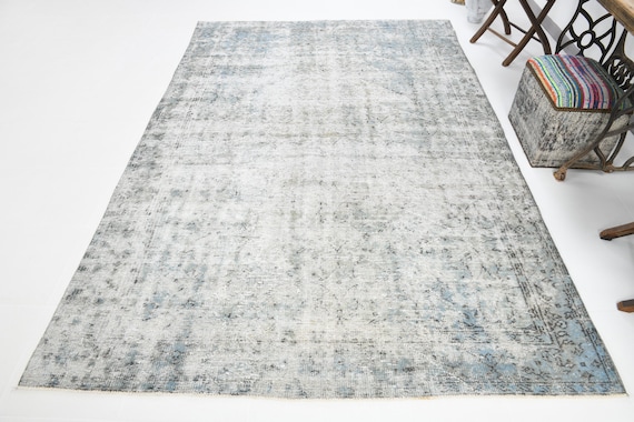 7x10 SOFT BLUE TURKISH Rug, Blue Turkish Rug, Handmade Vintage Rug, Shabby Chic Decor, Turkey Rug, 7x10 Turkish Rug, Oriental Rug, 6.6x9.10