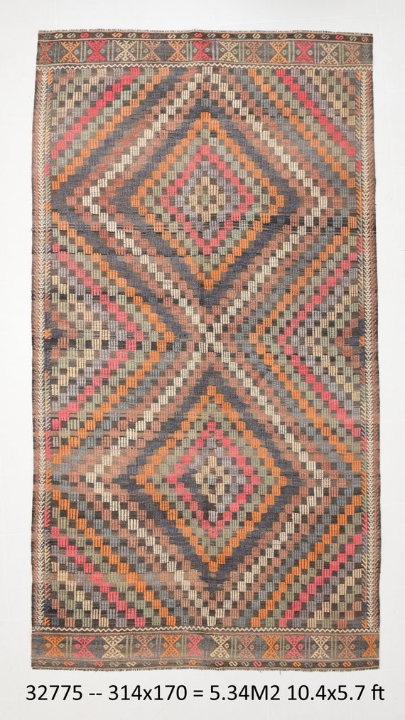 5x10 Green & Red Turkish Kilim Rug, Turkish Kilim Rug Kilim Rug Handmade Turkey Rug 5x10 Area Rug Oreintal Boho Style Living Room Kilim Rugs