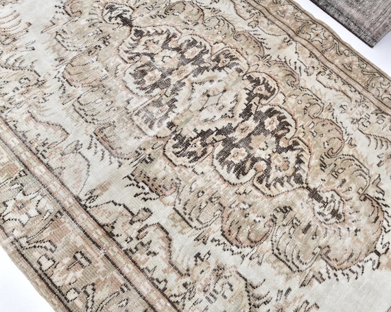Medallion distressed rugs for living room, 6x10 medallion vintage rugs,Floral distressed oushak rug,6x10 rugs for summer house,interior rugs