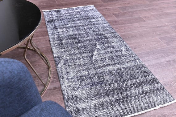 2x5 Vintage Runner Rug, 2x5 Vintage Striped Runner, 2x5 Rug, Handwoven Wool Rug, 2x5 Runner Rug, 2x5 Turkish Runner, Black White Color